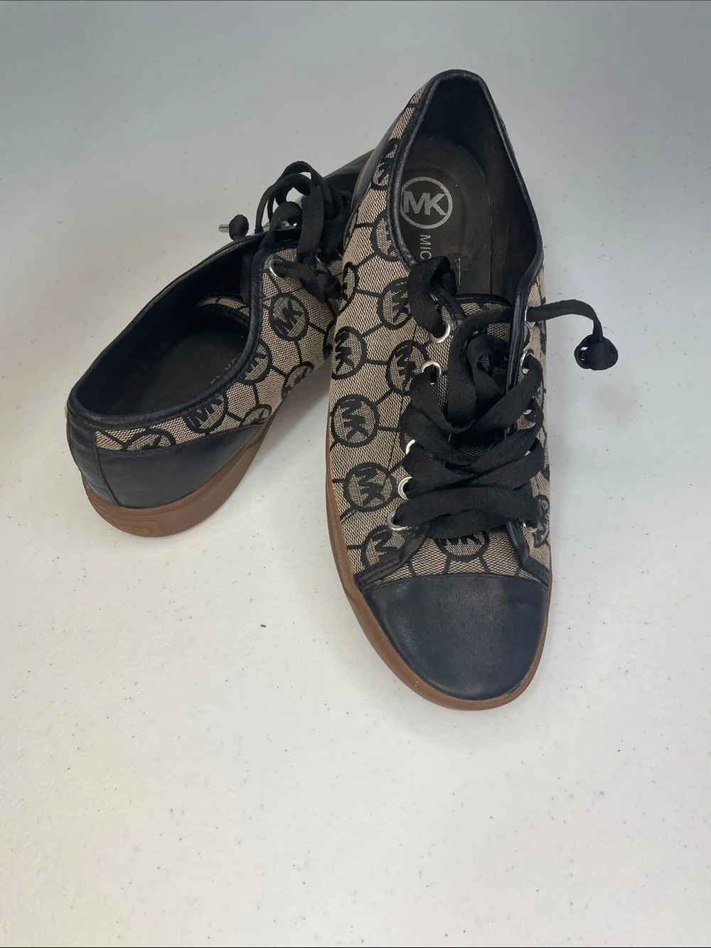 Michael Kors Brown & Black MK Logo Canvas Sneakers